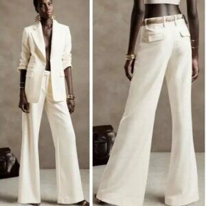 Banana Republic Lido Wide Leg Italian Wool Pant Winter White Cream Size 0